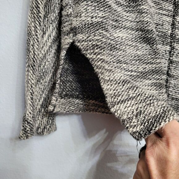 American Eagle Black White Marled Full-Zip Knit Hoodie Jacket Y2K Baja Surf XS - Picture 4 of 12